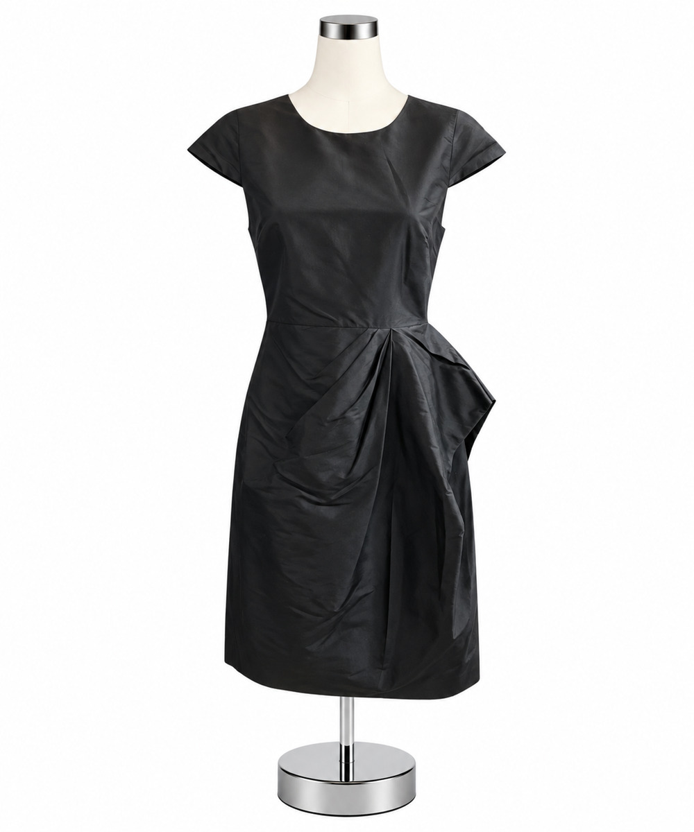 J.Crew Collection Silk Taffeta Side-Drape Sheath Dress Black Size 4